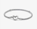 PANDORA JEWELRY Mod. MOMENTS STUDDED CHAIN BRACELET WITH HEART CLASP