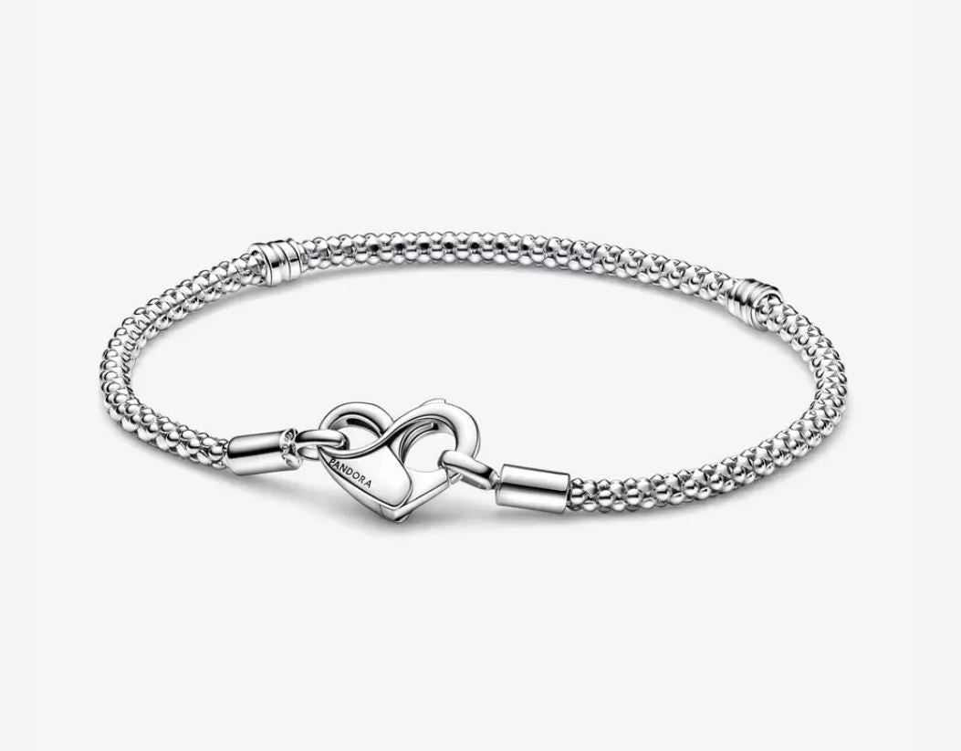 PANDORA JEWELRY Mod. MOMENTS STUDDED CHAIN BRACELET WITH HEART CLASP