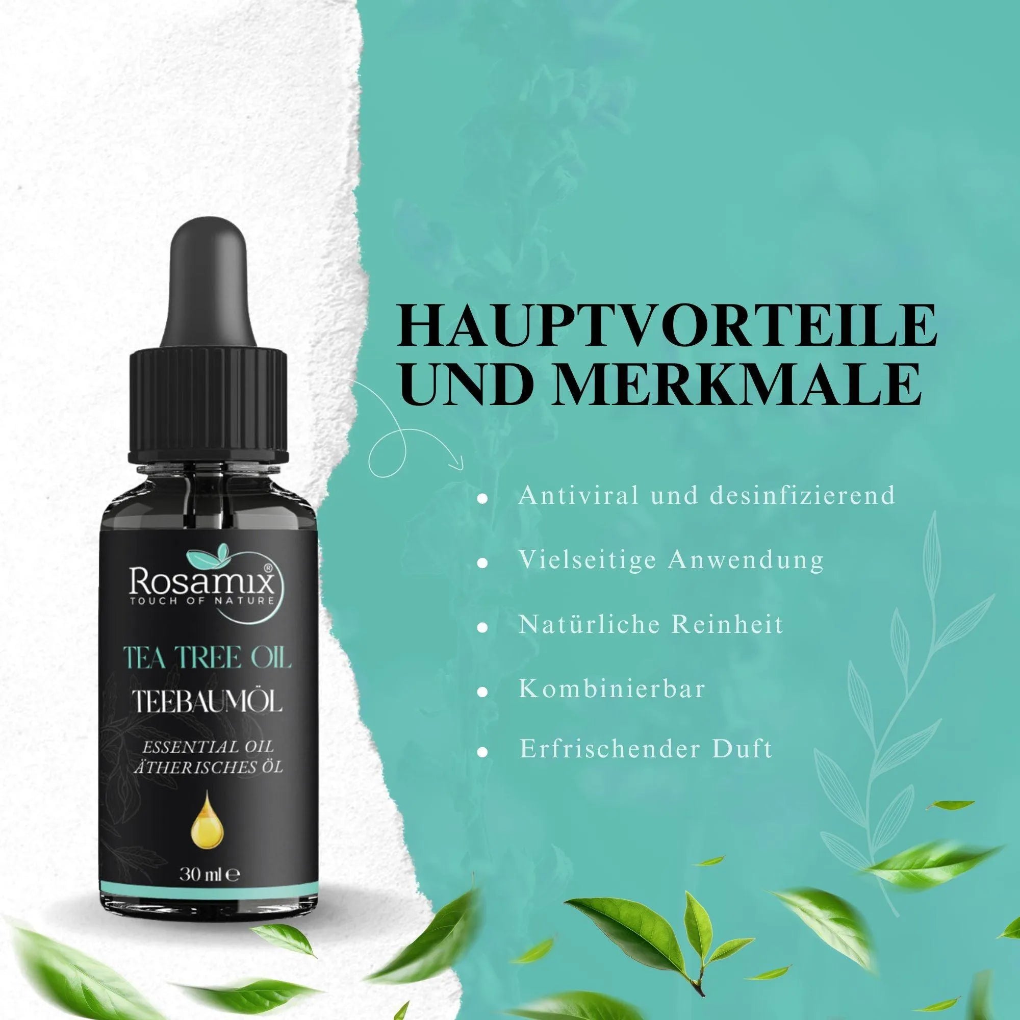 Teebaumöl – 100 % Reines Ätherisches Öl für Pflege, Aroma & Wohlbefinden