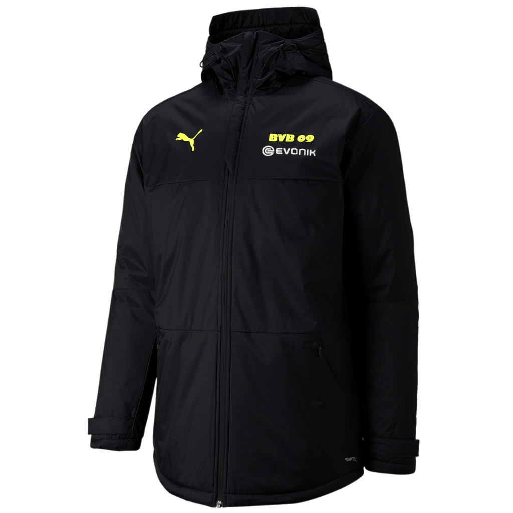 Borussia Dortmund soccer bench padded jacket 2022 black - Puma-0